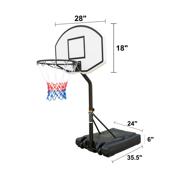 MOLAMOLA Adjustable Height 36'' W Steel Portable FullSize Basketball